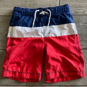 Gap Boys Red/White/Blue Block Colored Swim Trunk/Shorts Swimsuit